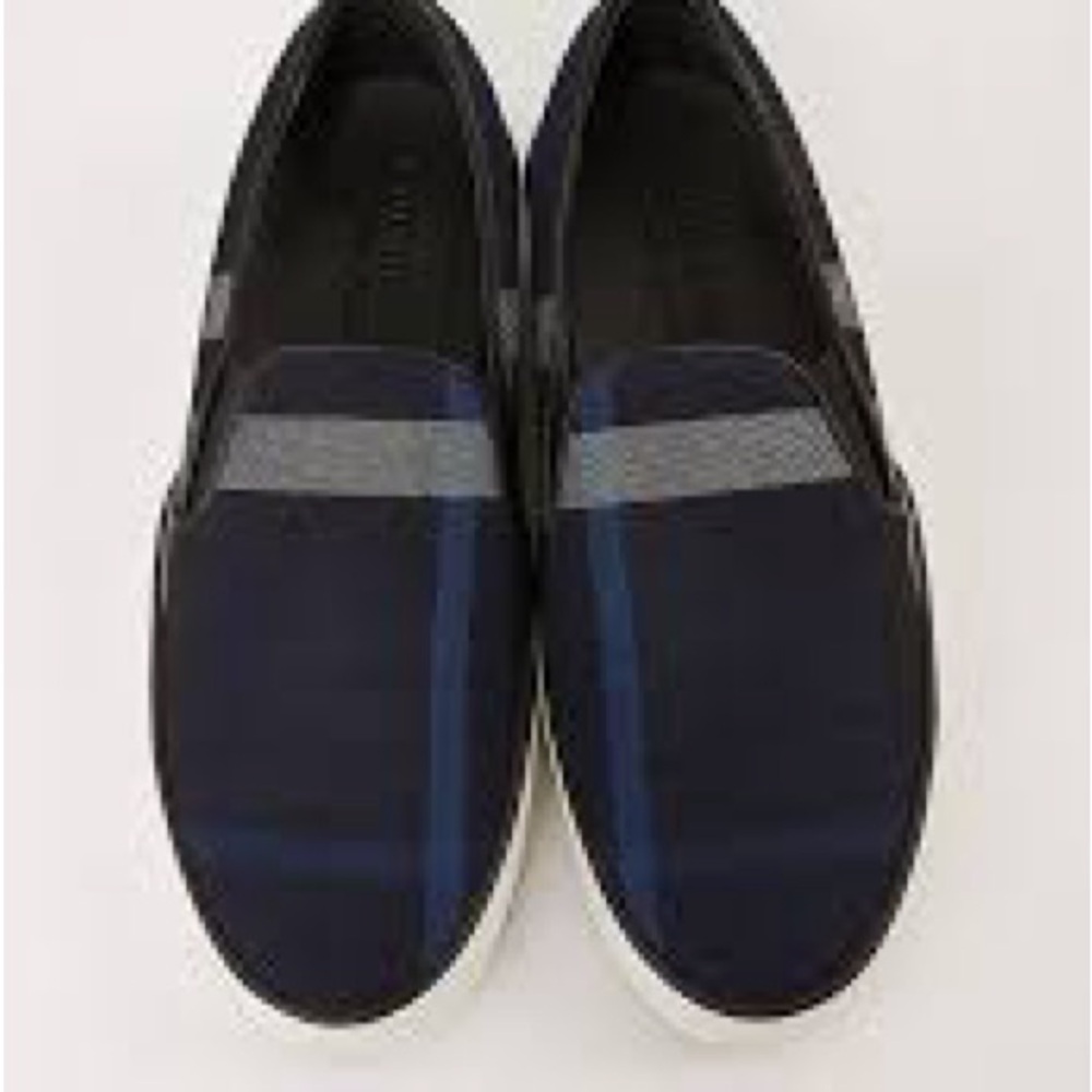 Burberry Navy and Gray Women's Slip-On Sneakers